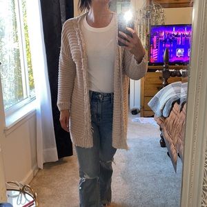 Long sleeve mauve/beige knit cardigan